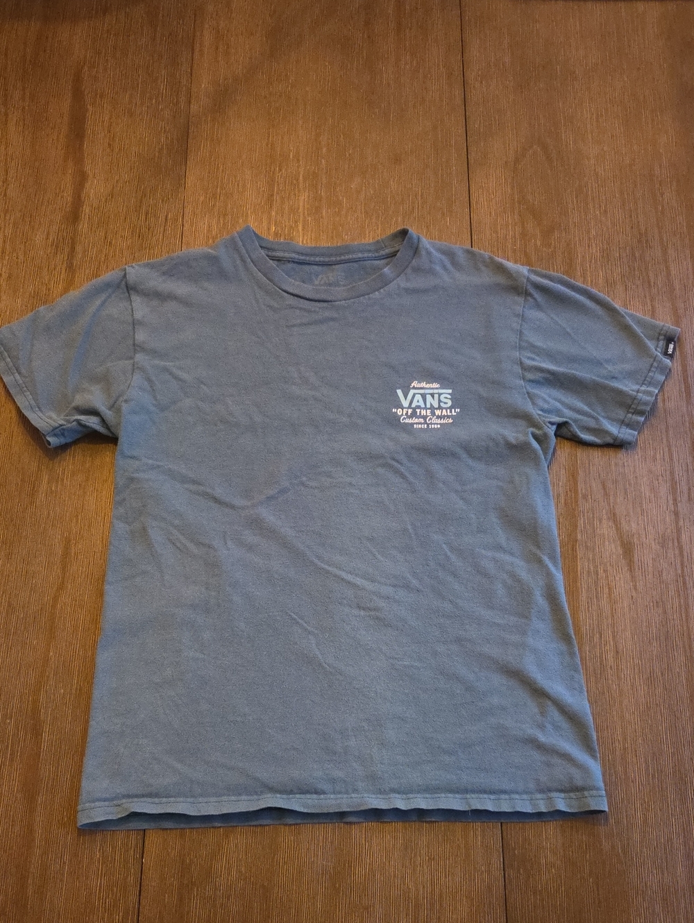 Vans Mens Short Sleeve Slate Blue Logo Tee Sz Small